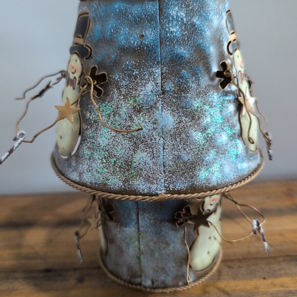 Home Interiors Metal Snowman Candle Lamp Winter Christmas - Picture 3 of 5